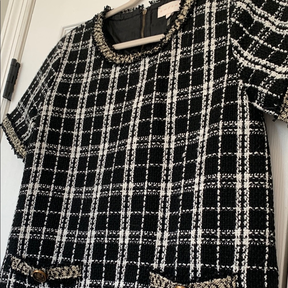 Chic Black and White Plaid Dress